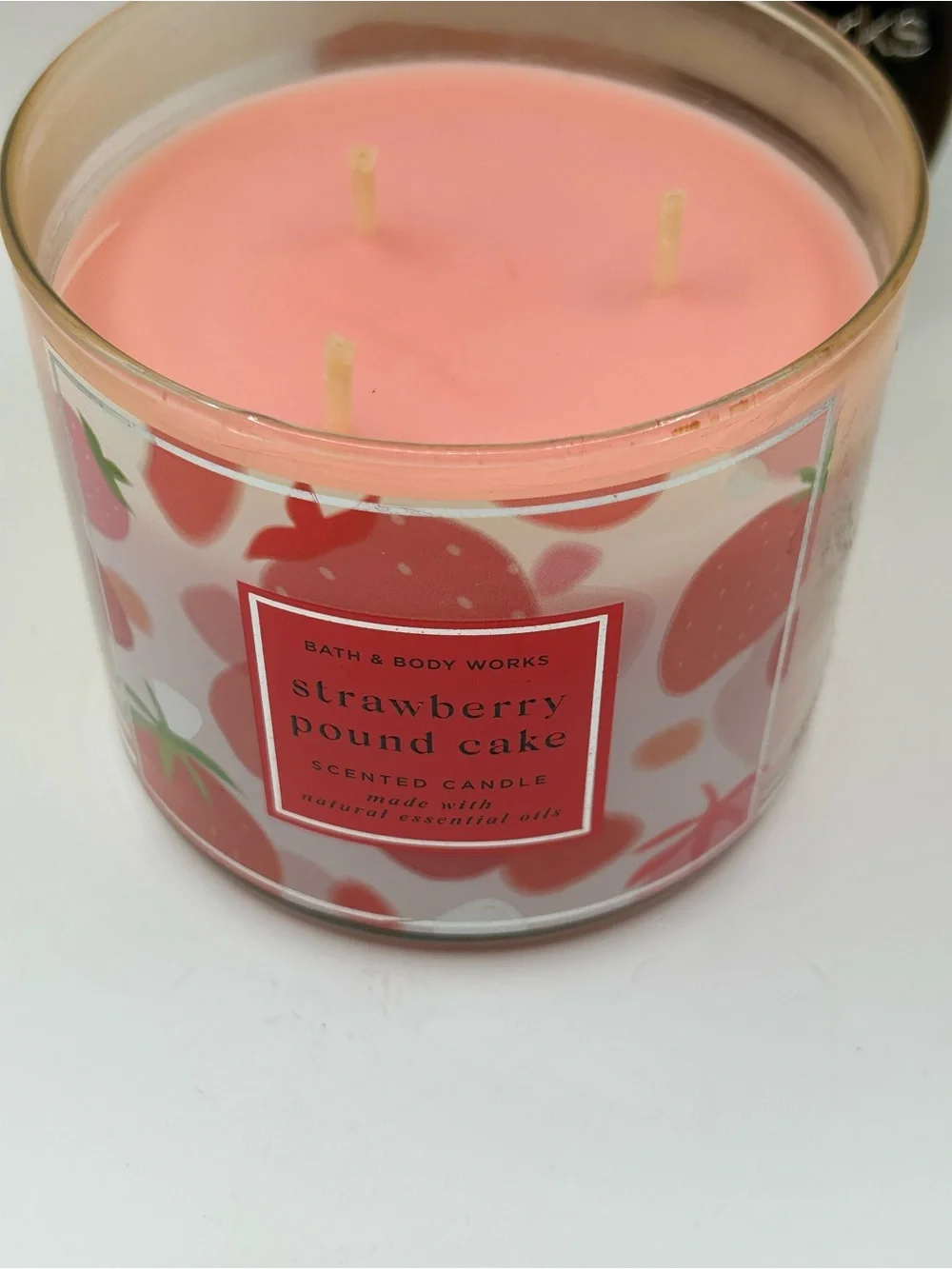 Bath & Body Works Strawberry Pound Cake Scented Candle - Red, Pink, Green - Picture 2 of 3